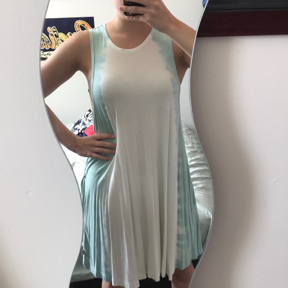 RVCA Green and White Tie Dye Dress